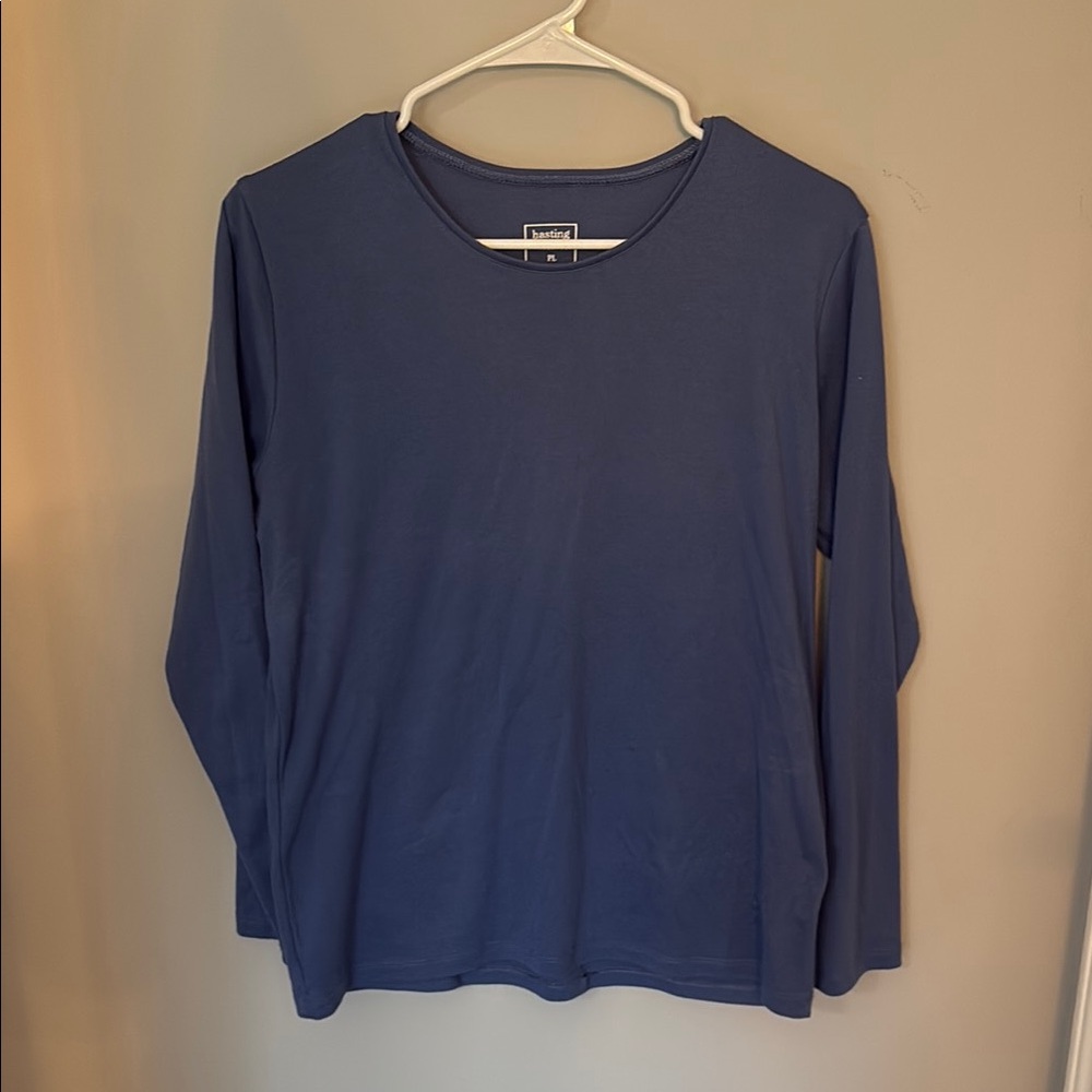 NWOT Hasting & Smith Blue Long Sleeve Relaxed T-Shirt - Petite Large